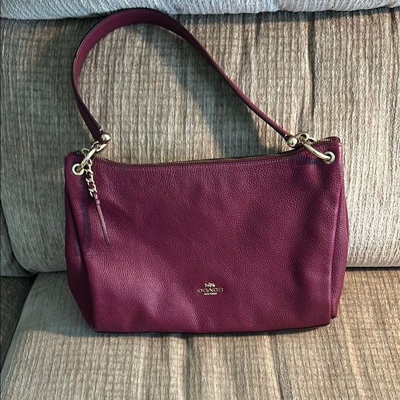 Coach Handbags - Coach Mia bag shoulder bag pebble leather in wine color “ drop10 by 9”